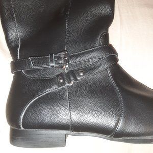 New Black Leather Boots * 10WW Extra Wide * ComfortView Janis * Wide Calf * Moto